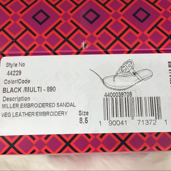 {Tory Burch} RARE Black Embroidered Miller Sandals - Picture 6 of 6